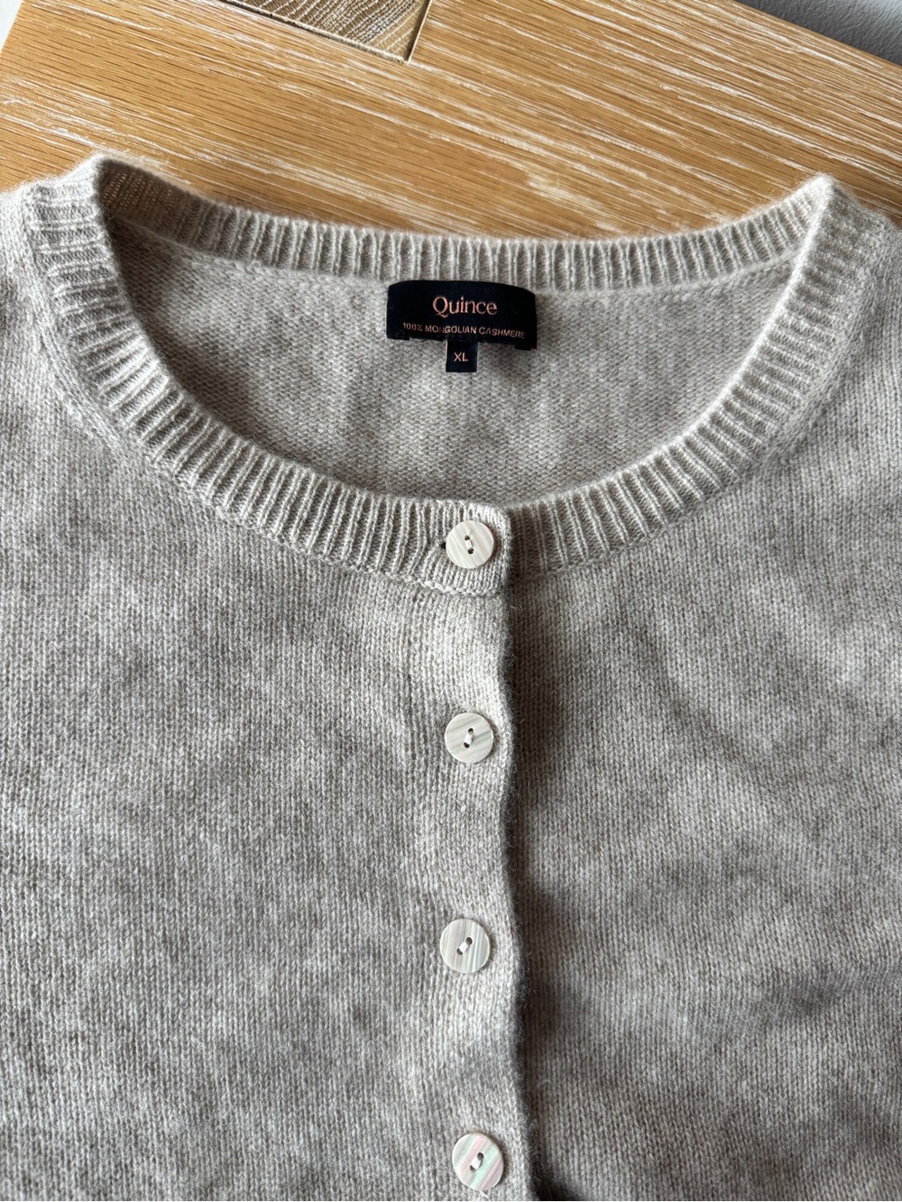 QUINCE 100% Mongolian Cashmere Cropped Crew Cardigan Sweater Undyed XL - Picture 14 of 14
